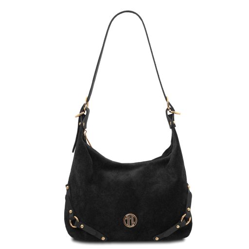 Sierra Borsa a Spalla in Pelle Scamosciata Nero TL142419