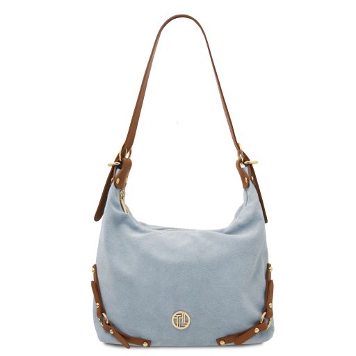 Sierra Bolso de asa Larga en Piel Agamuzada Azul claro TL142419