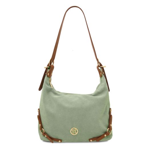 Sierra Borsa a Spalla in Pelle Scamosciata Verde Menta TL142419