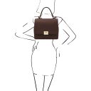 Silene Leather Convertible Backpack Handbag Coffee TL142152