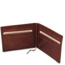 Exclusive Leather Card Holder With Money Clip Brown TL142055