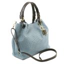 TL KeyLuck Borsa Shopping in Pelle Stampa Intrecciata Celeste TL141573