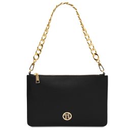 Diva Leather Clutch With Chain Strap Black TL142461