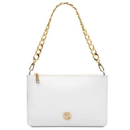Diva Pochette in Pelle con Tracolla a Catena Bianco TL142461