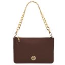 Diva Clutch aus Leder mit Schulterkette Kaffee TL142461