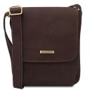 John Leather Crossbody bag for men With Front zip Dark Brown TL141408