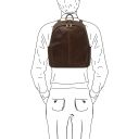 Canberra Mochila en Piel con 2 Compartimientos Marrón oscuro TL142460