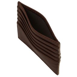 Leather Credit Card Holder Dark Brown TL142469