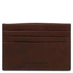 Leather Credit Card Holder Dark Brown TL142471