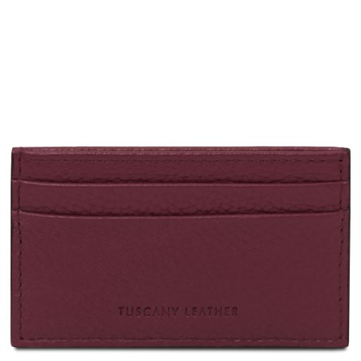 Porte-cartes en Cuir Bordeaux TL142474