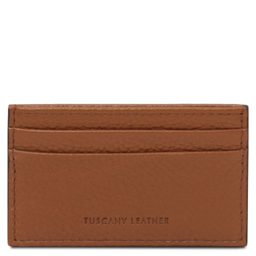 Kartenetui aus Leder Cognac TL142474