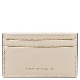 Leather Card Holder Beige TL142474