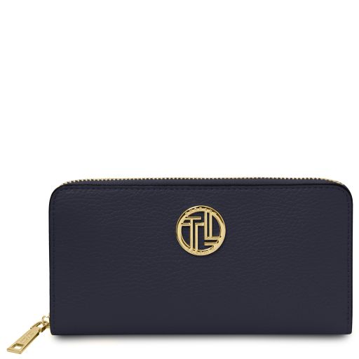 Financier Exclusive zip Around Leather Wallet Dark Blue TL142485