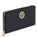 Financier Elegante Cartera en Piel con Cremallera en el Contorno Azul oscuro TL142485