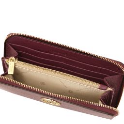 Financier Elegante Cartera en Piel con Cremallera en el Contorno Bordeaux TL142485