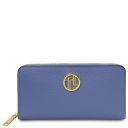 Financier Elegante Cartera en Piel con Cremallera en el Contorno Azul TL142485