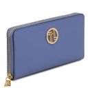 Financier Elegante Cartera en Piel con Cremallera en el Contorno Azul TL142485
