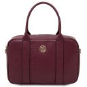 Maiorca Bolso en Piel y Cartera en Piel con Cremallera en el Contorno Bordeaux TL142486