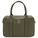 Maiorca Bolso en Piel y Cartera en Piel con Cremallera en el Contorno Verde Oscuro TL142486
