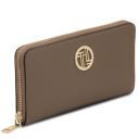 Creta Leather Shoulder bag and zip Around Leather Wallet Dark Taupe TL142487