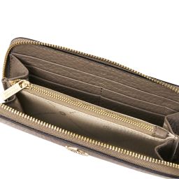 Financier Elegante Cartera en Piel con Cremallera en el Contorno Marrón topo oscuro TL142494