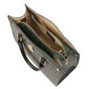 Croque Croc Print Leather Handbag Forest Green TL142504