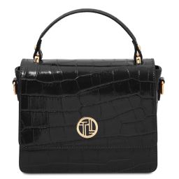 Croque Sac Cabas en Cuir Effet Croco Noir TL142503
