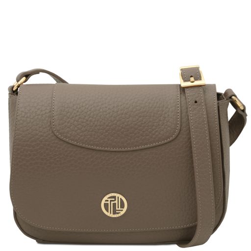 Sella Bolso con Badolera en Piel Marrón topo oscuro TL142506
