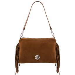 Nomade Bolso Noche en Piel de Gamuza con Flecos Cognac TL142495