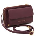 Urania Leather Wallet/phone Holder With Strap Bordeaux TL142433