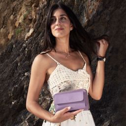 Urania Leather Wallet/phone Holder With Strap Forest Green TL142433