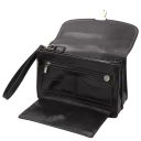 Max Elegante Handgelenktasche/Herrentasche aus Leder Schwarz TL8075