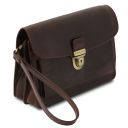 Max Elegante Handgelenktasche/Herrentasche aus Leder Dunkelbraun TL8075