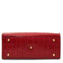 Croque Croc Print Leather Handbag Red TL142504