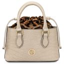 Croque Croc Print Leather Handbag Beige TL142510