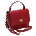 Croque Croc Print Leather Handbag Red TL142503