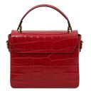 Croque Croc Print Leather Handbag Red TL142503