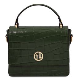 Croque Borsa a Mano in Pelle Effetto Cocco Verde Foresta TL142503