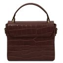 Croque Croc Print Leather Handbag Coffee TL142503