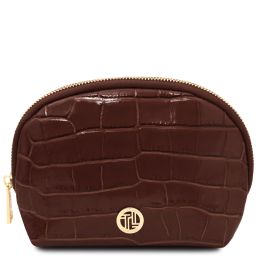 Vera Trousse de Toilette en Cuir Effet Croco Café TL142514