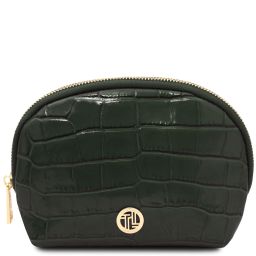 Vera Trousse de Toilette en Cuir Effet Croco Vert Forêt TL142514