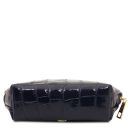 Vera Croc Print Leather Toiletry Case Dark Blue TL142514