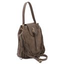 Nomade Suede Leather Fringe Shoulder bag Dark Taupe TL142512