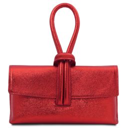 TL Bag Metallic Leather Clutch Red TL141993