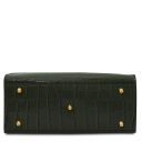 Linosa Croc Print Leather Handbag and Croc Print Leather Toiletry Case Forest Green TL142522