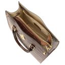 Linosa Croc Print Leather Handbag and Croc Print Leather Toiletry Case Coffee TL142522