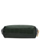 Linosa Croc Print Leather Handbag and Croc Print Leather Toiletry Case Forest Green TL142522