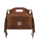 Nomade Suede Leather Fringe Clutch Cognac TL142496