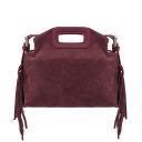 Nomade Bolso Noche en Piel de Gamuza con Flecos Bordeaux TL142496