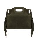 Nomade Pochette in Pelle Scamosciata con Frange Verde Foresta TL142496